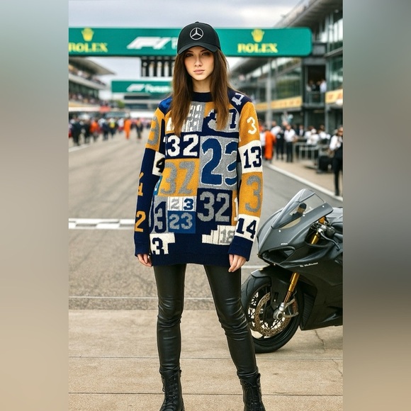 Formula ONE ACNE STUDIO Knit Crewneck wool Sweater jumper w racing vibe - Picture 1 of 16